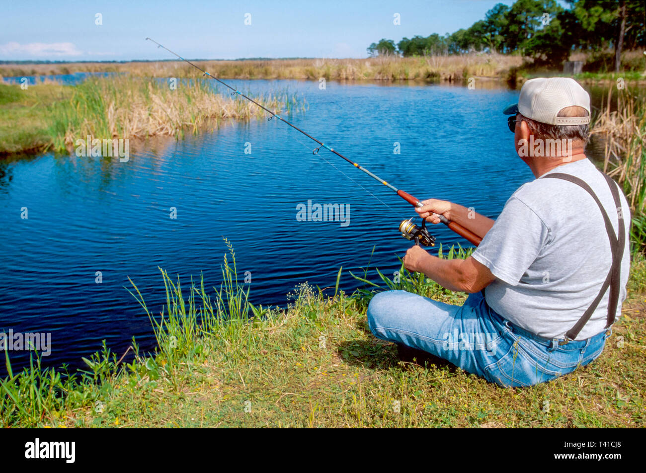 Alabama Gulf Coast Baldwin County Gulf state Park, natura paesaggio naturale lago Shelby pesca pescatori, Foto Stock