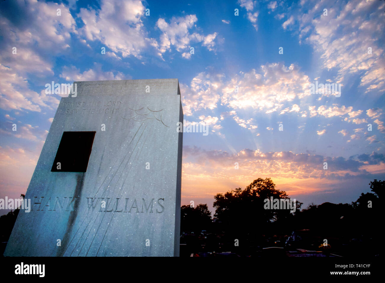 Alabama Montgomery Oakwood Cemetery Hank Williams Memorial Gravesite lapidi, tomba country musica cantante star luogo di sepoltura, Foto Stock