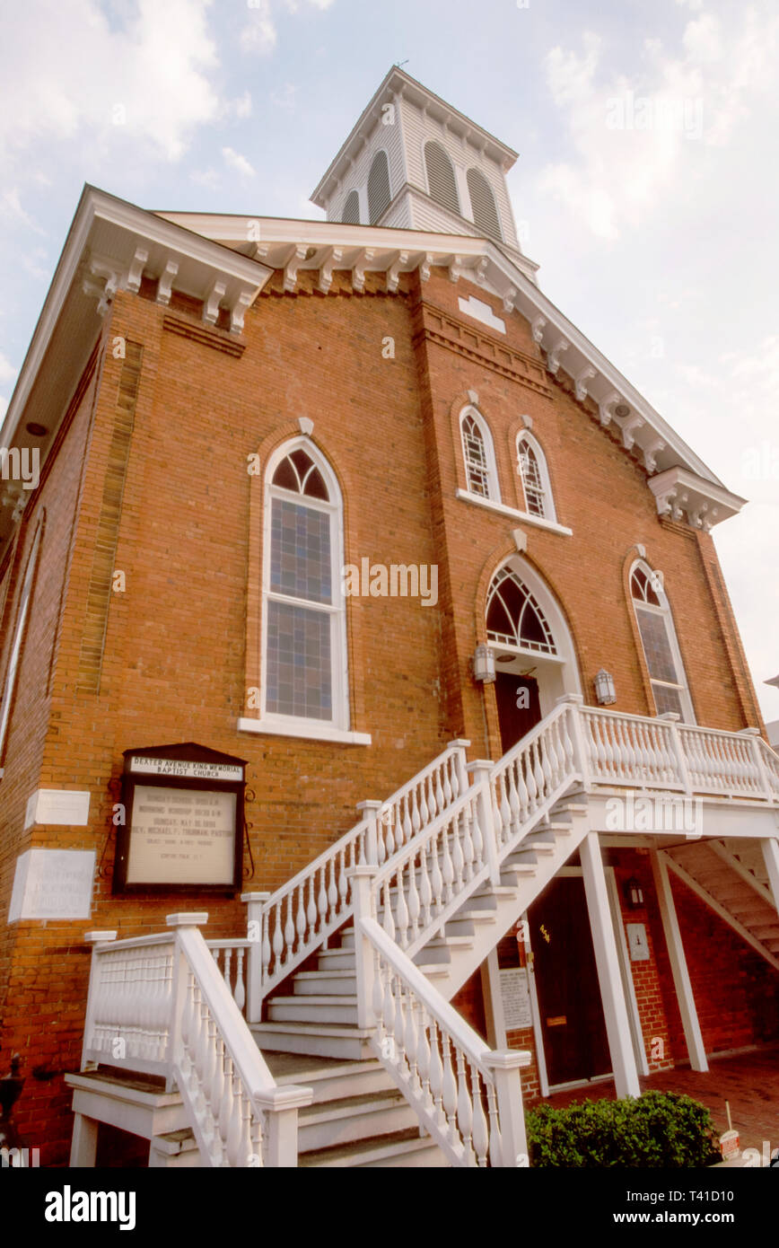 Alabama Montgomery Dexter Avenue King Memorial Baptist Church MLK, Martin Luther King Civil Rights Movement all'esterno dell'ingresso frontale, Foto Stock