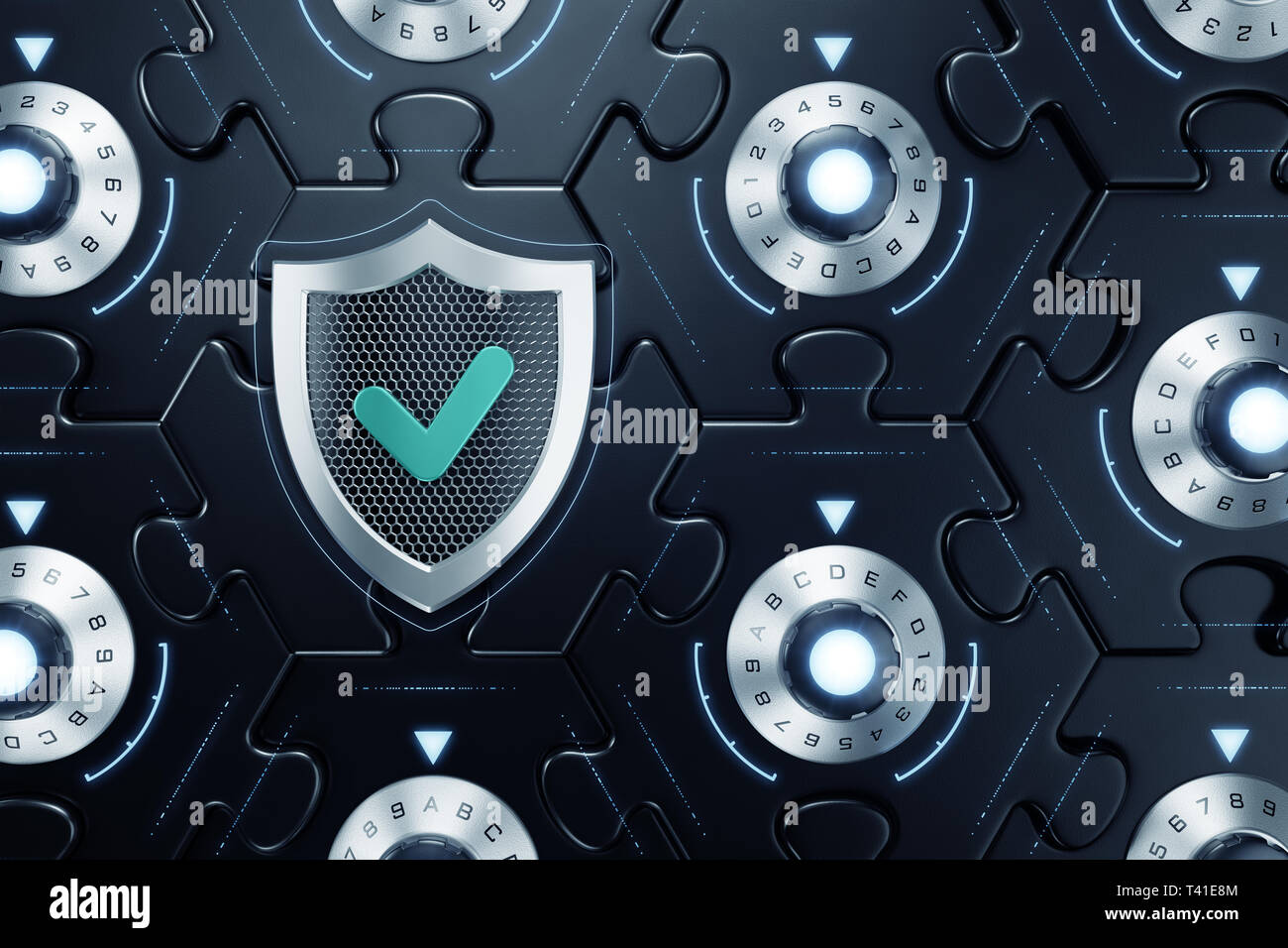 Sicurezza informatica di Blockchain crittografica Foto Stock