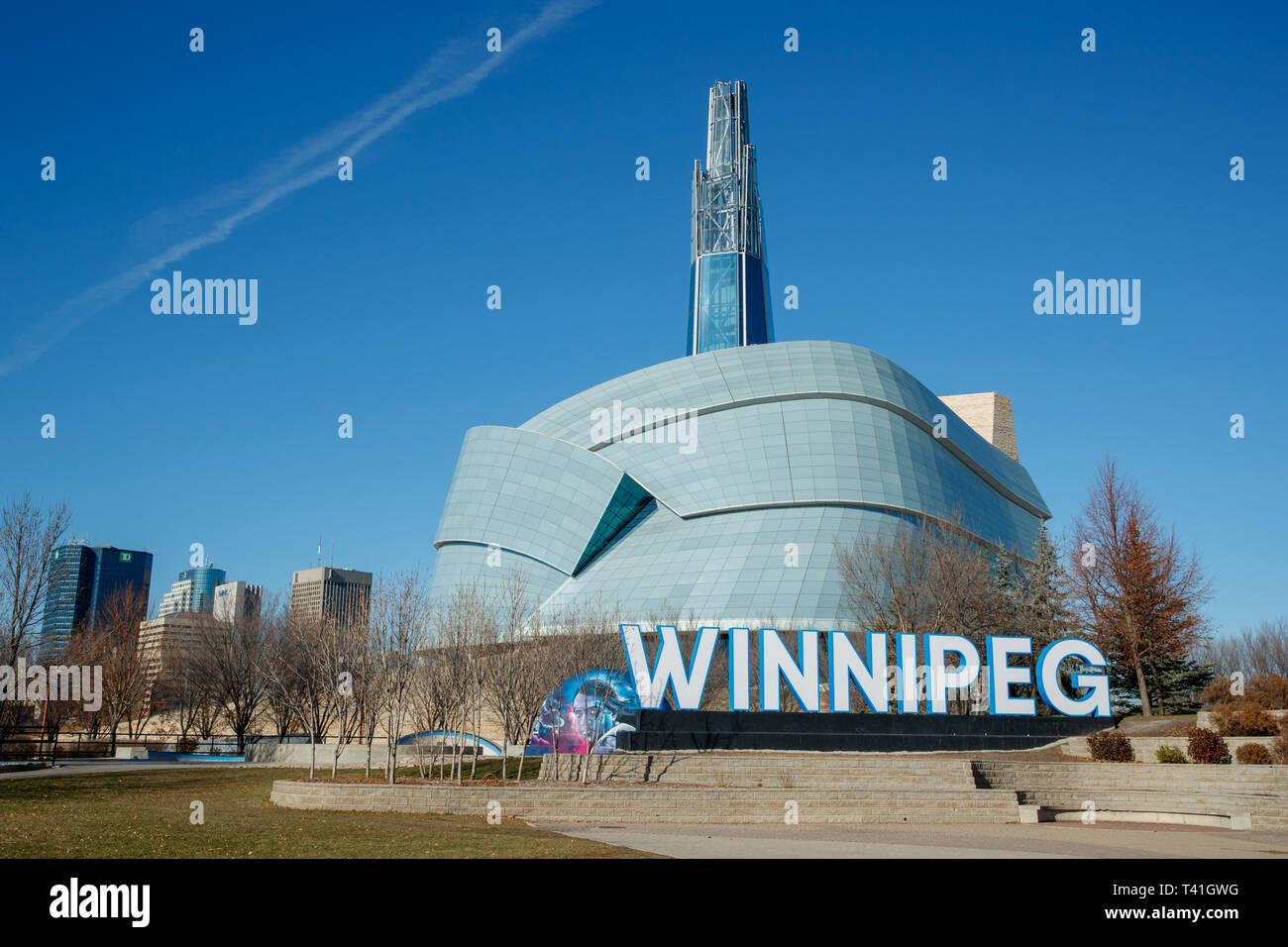 Il Museo Canadese per i Diritti Umani in Winnipeg, Canada Foto Stock