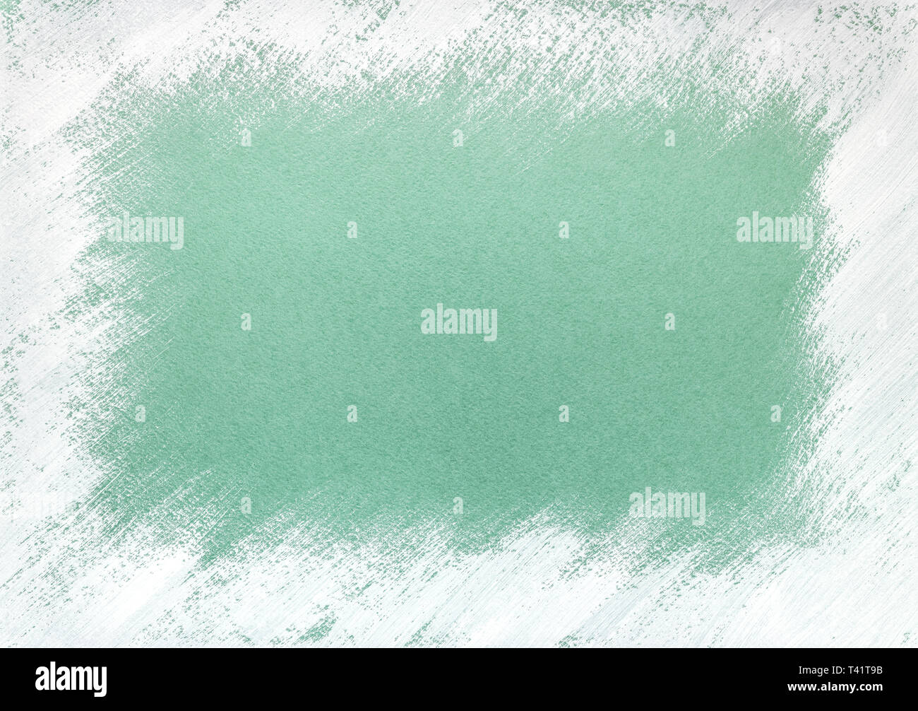 Lato telaio verniciato con colpi diagonali di vernice verde sulla superficie della carta Foto Stock