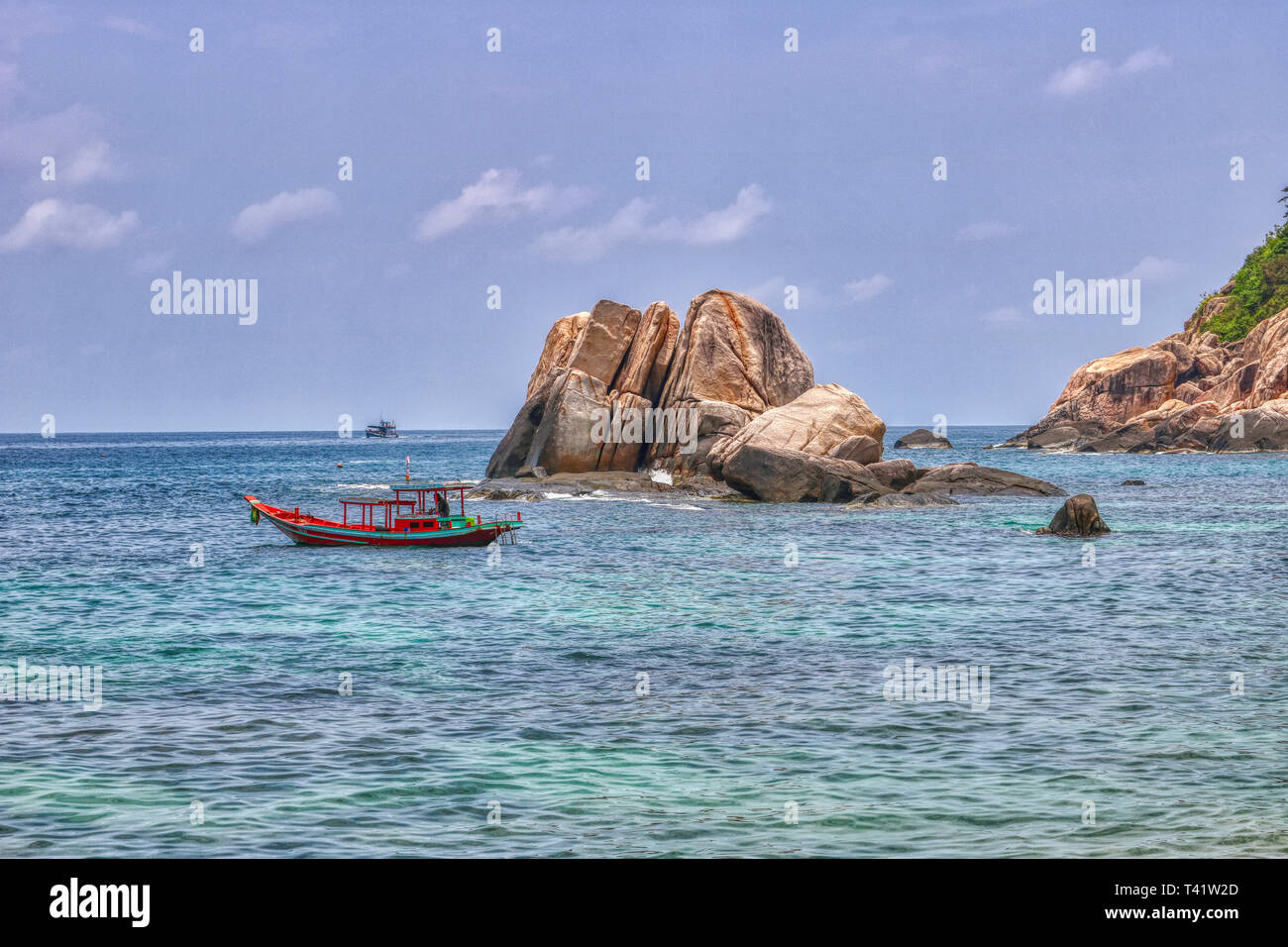 Questa unica foto mostra il famigerato tanote bay su Koh Tao Island. È diventato famoso da tourist omicidi. La natura è unica Foto Stock