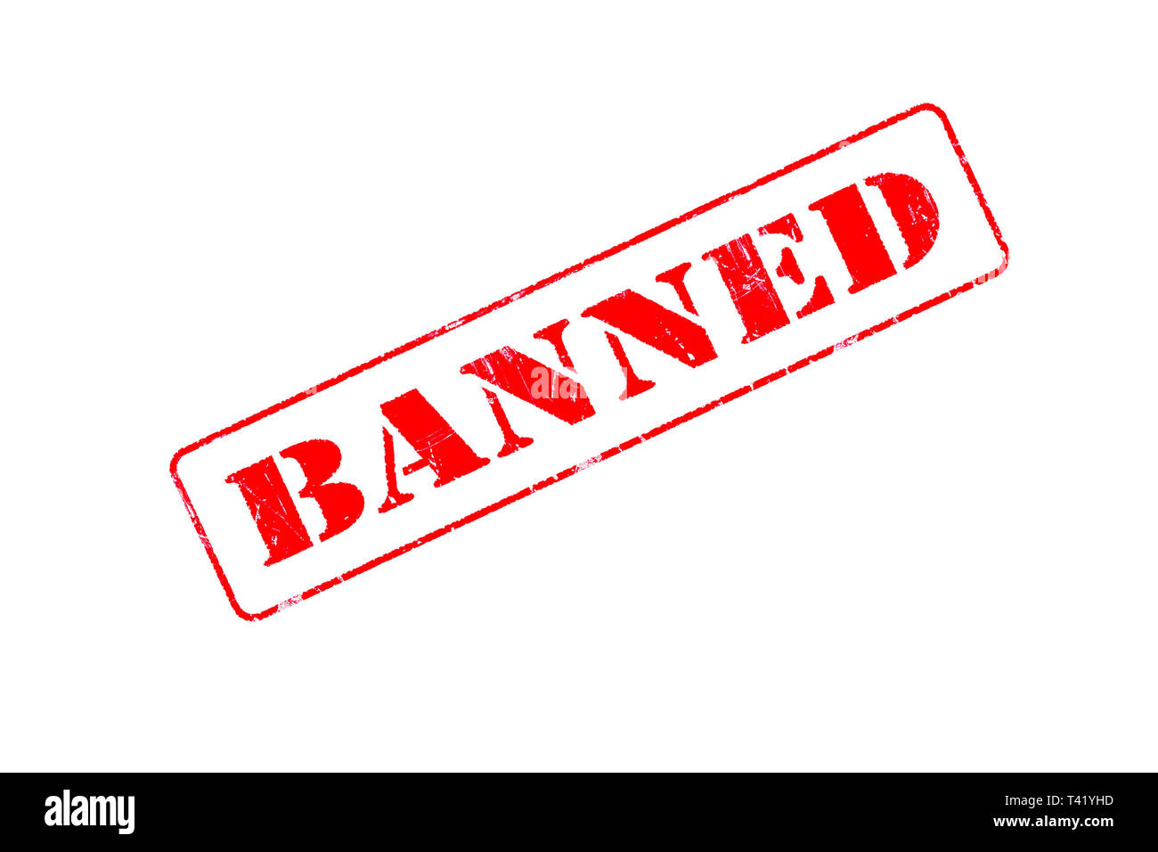 Timbro di gomma concetto mostra un francobollo rosso lettura vietati Foto Stock