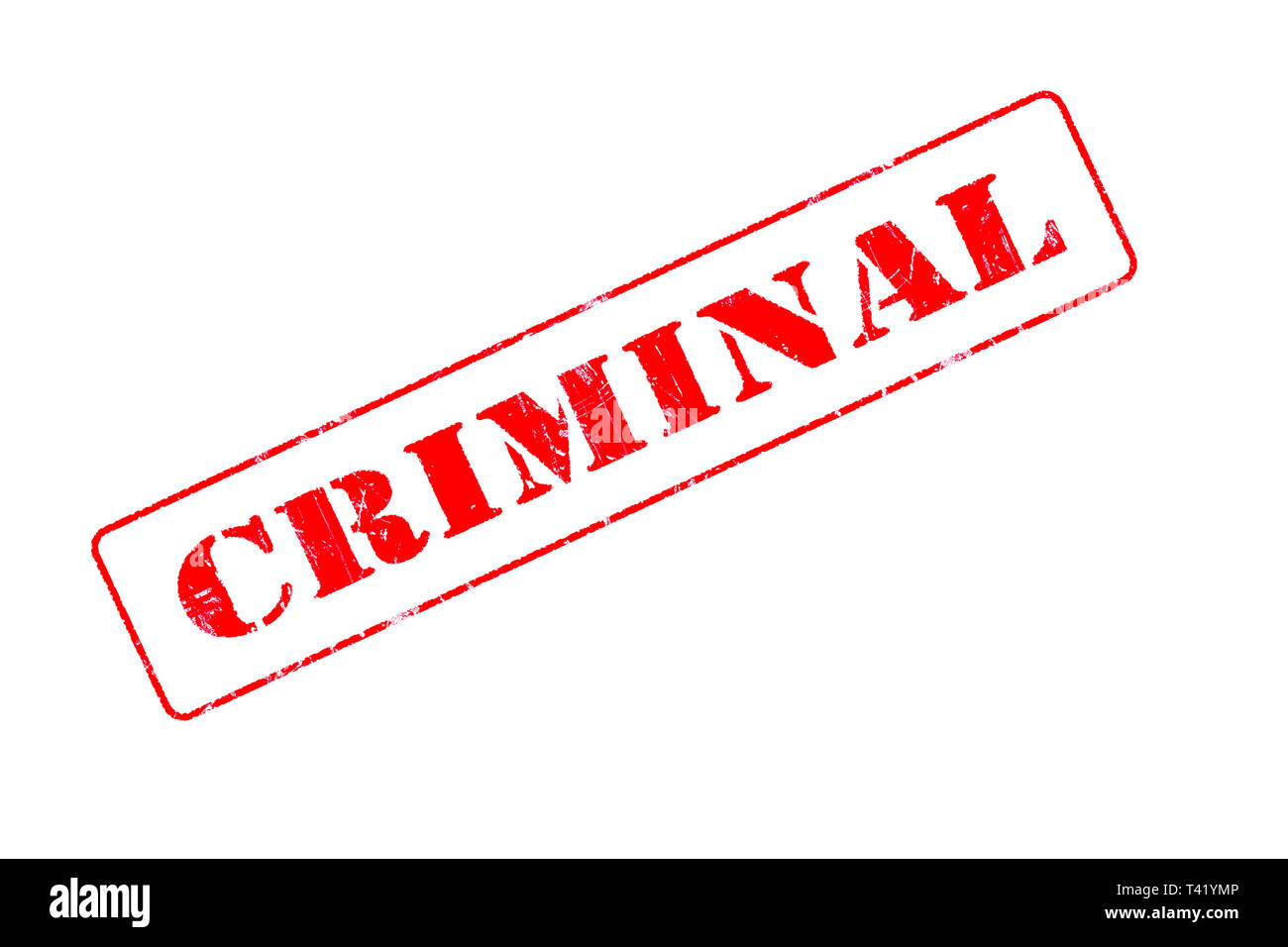 Timbro di gomma concetto mostra un francobollo rosso criminale di lettura Foto Stock