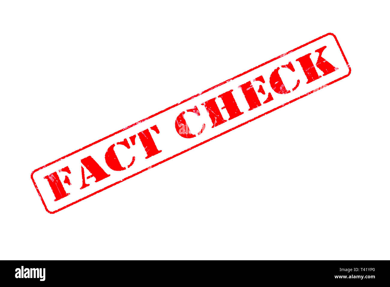 Timbro di gomma concetto mostra un francobollo rosso la lettura di fatto controllare Foto Stock