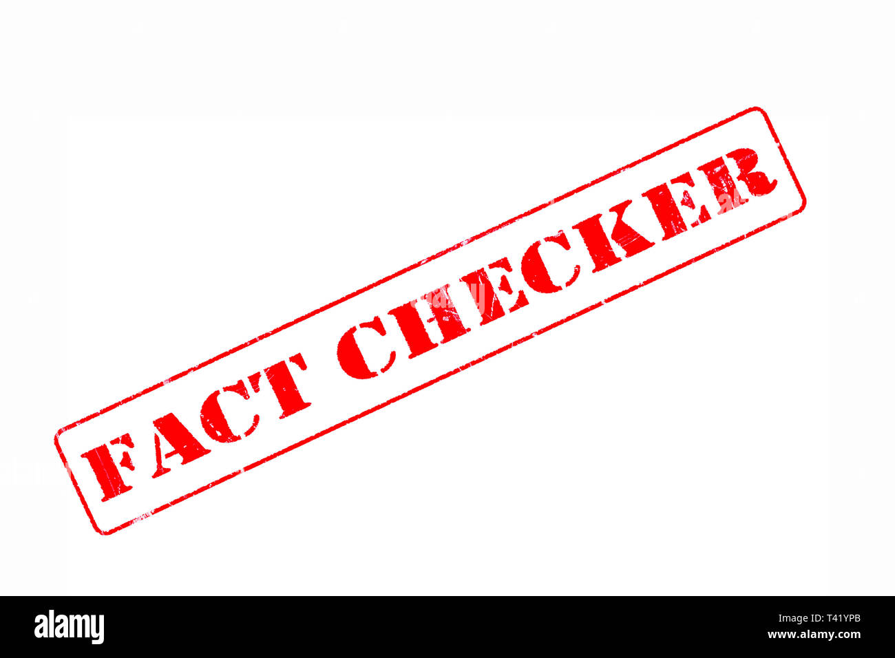 Timbro di gomma concetto mostra un francobollo rosso lettura fatto Checker Foto Stock