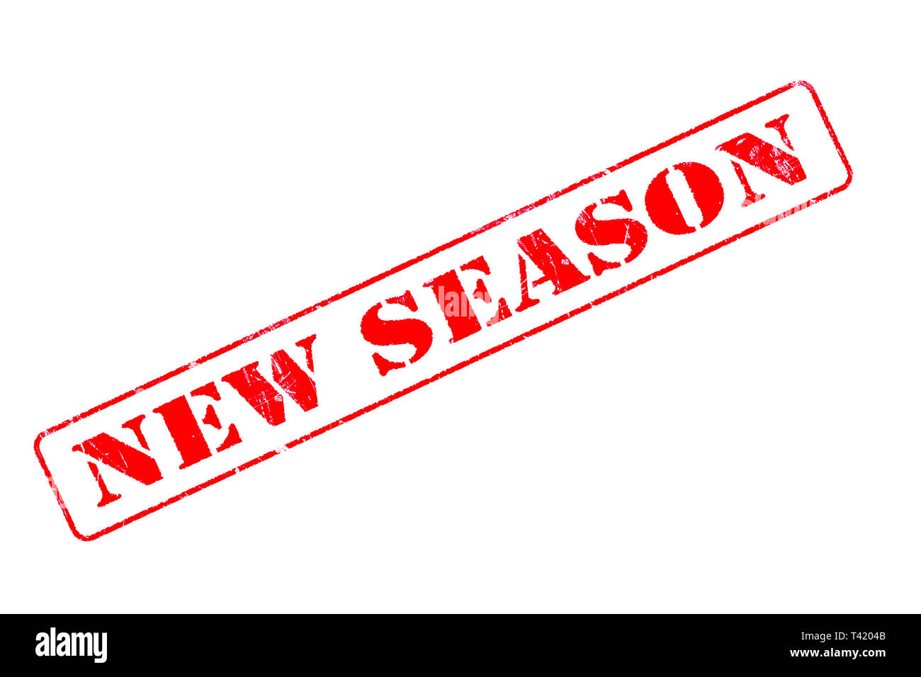Timbro di gomma concetto mostra un francobollo rosso la lettura della nuova stagione Foto Stock