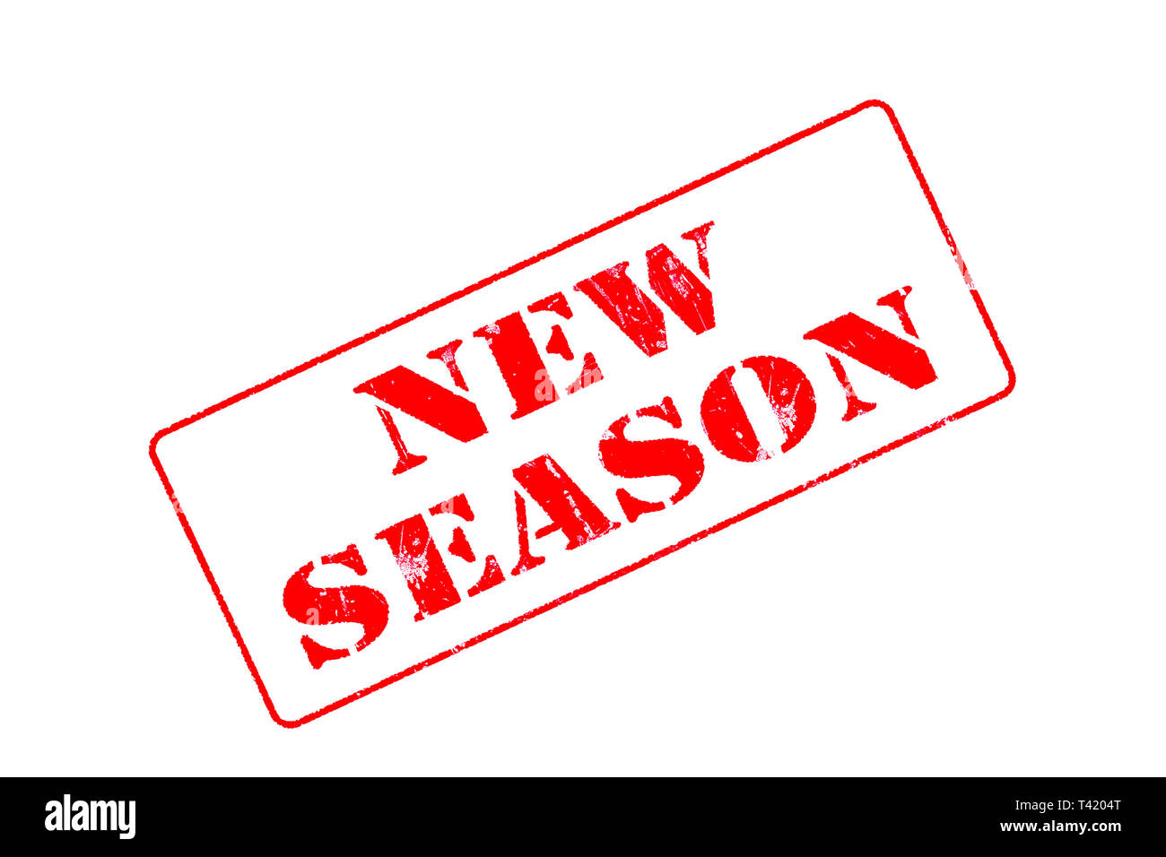 Timbro di gomma concetto mostra un francobollo rosso la lettura della nuova stagione Foto Stock