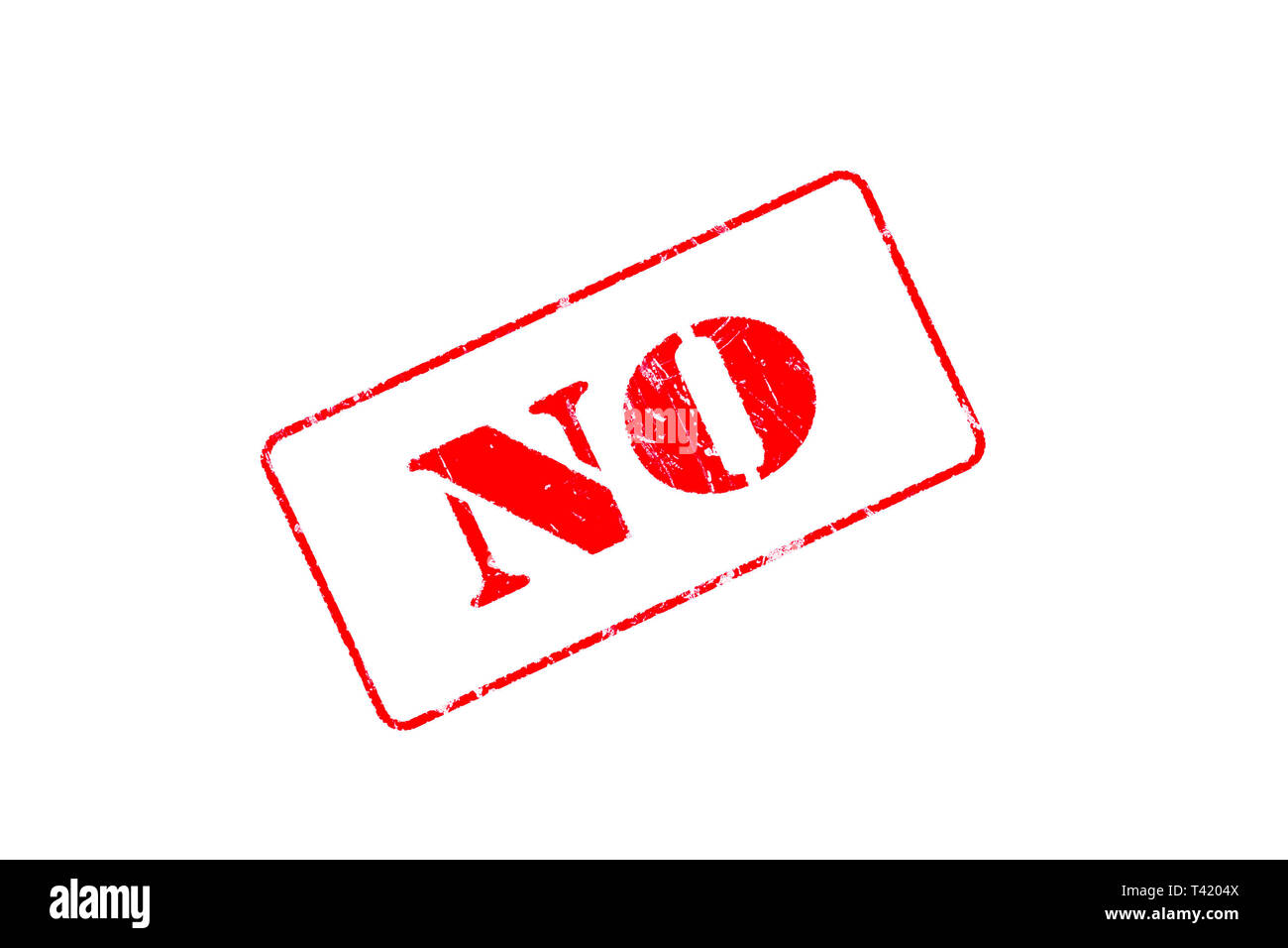 Timbro di gomma concetto mostra un francobollo rosso la lettura di n. Foto Stock