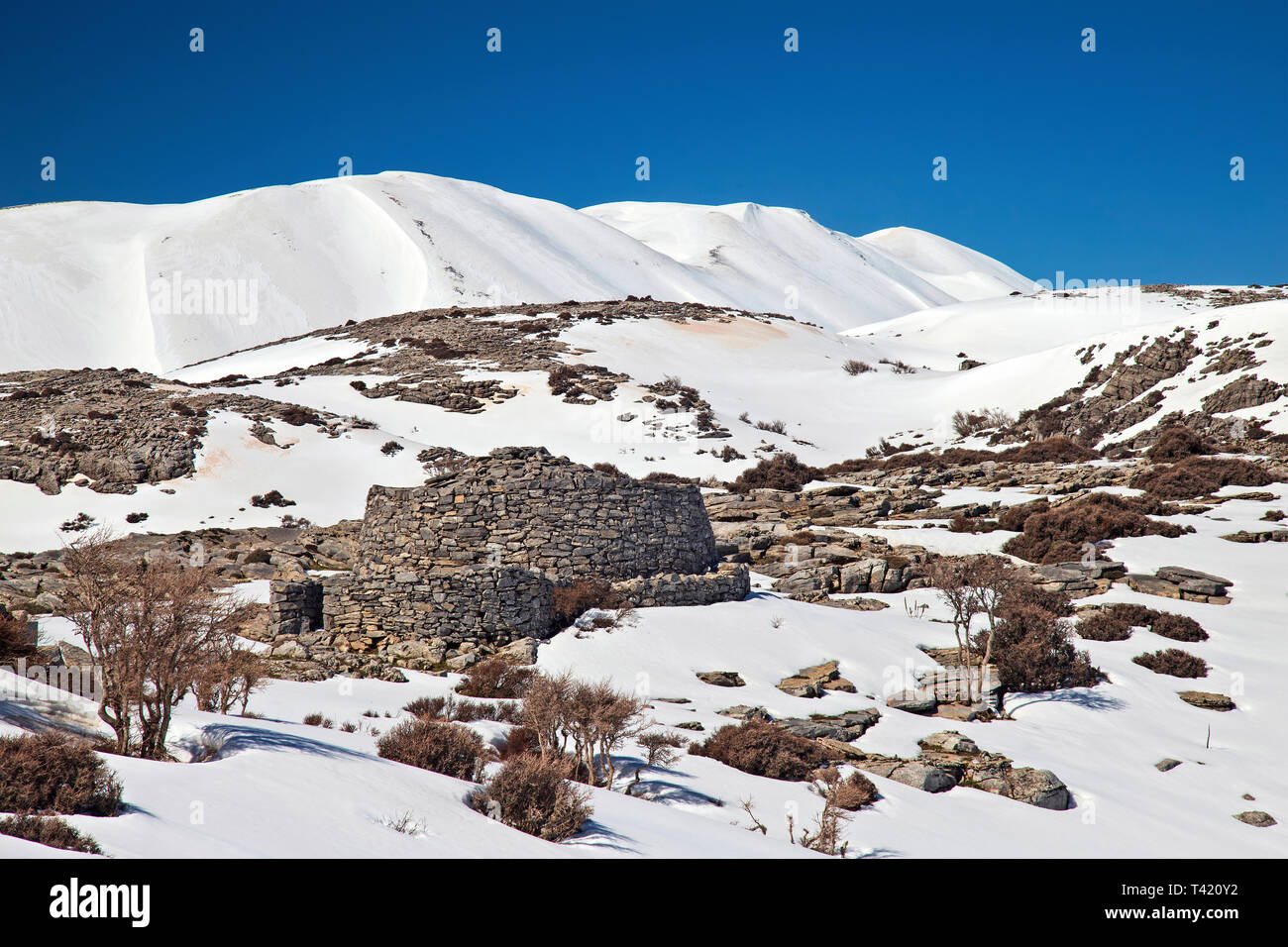 Mitato* sulla montagna Psiloritis (Ida) tra Nida plateau e Anogeia village, Rethimno, Creta, Grecia. Foto Stock