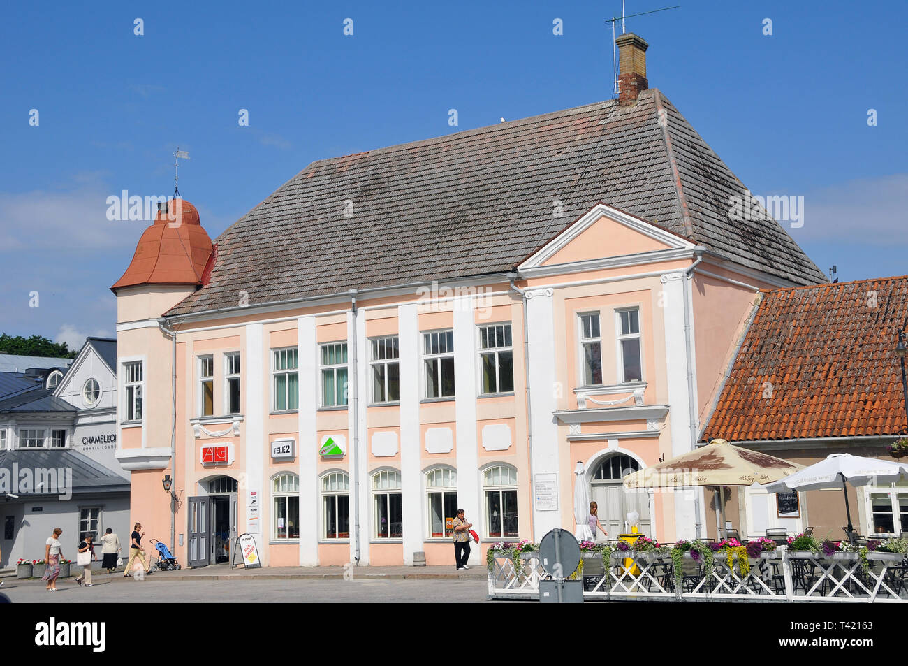 Case in Kurassaare, Estonia. Házak Kurassaaréban, Észtország. Foto Stock