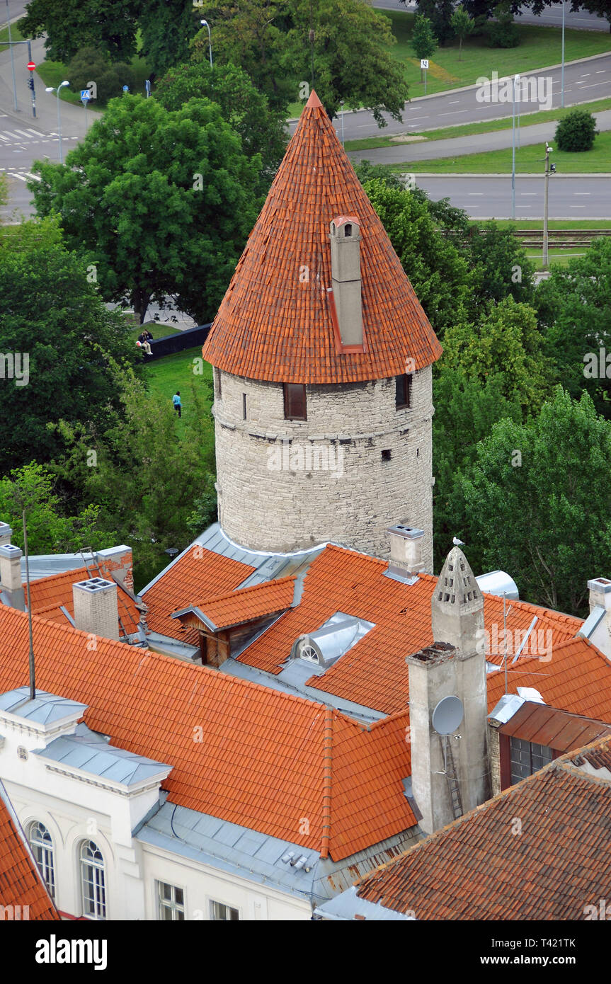 Il bastione di Tallinn, Estonia. Un városfal bástyája, Tallinn, Észtország. Foto Stock