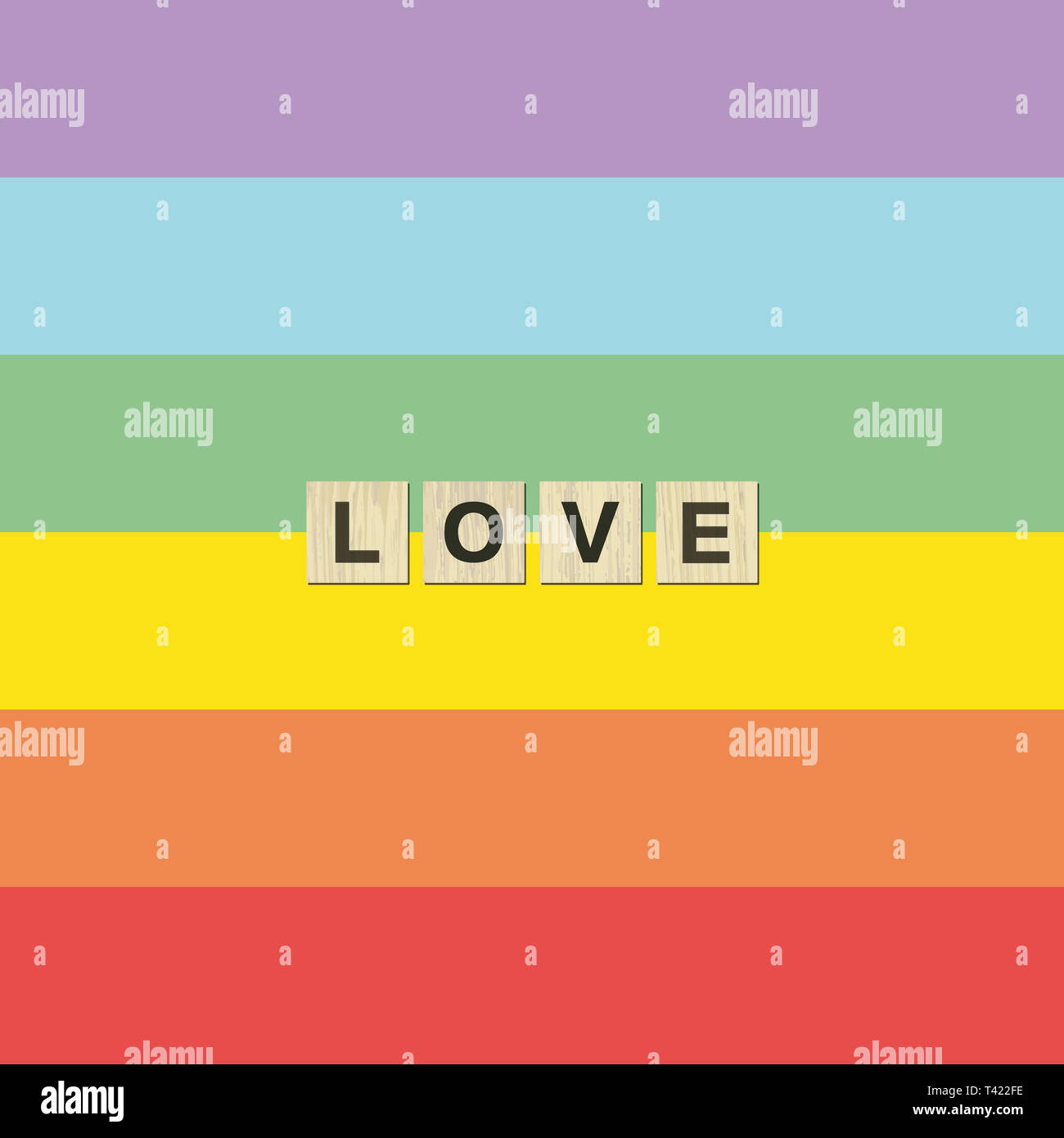 La tolleranza e la pace bandiera arcobaleno di amore. Foto Stock