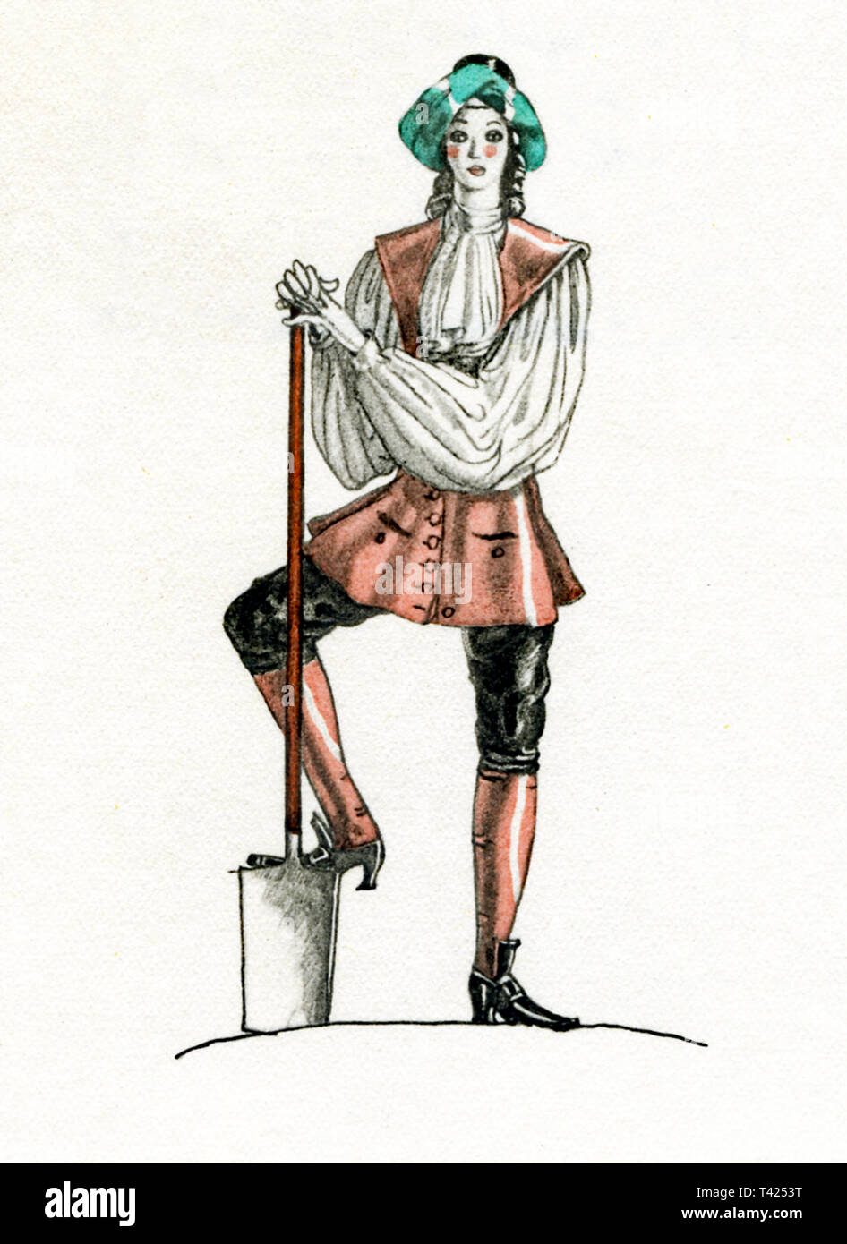 Lo scrittore francese Voltaire (1694-1778) scrisse la sua satira Candide, una buona cuore giovane ma uno è completamente ingenuo. Candide viaggia per il mondo e incontra molti incidenti. Il suo obiettivo è quello di trovare sicurezza e anche a vincere il suo amore Cunegonde, ma lei, troppo, non è così intelligente e che è disposto a tradire per ulteriormente la propria finalità. Candide del mentore è Pangloss, che gli insegna che questo mondo è il migliore dei mondi possibili ed è questa convinzione che è la destinazione del romanzo la satira. Questa illustrazione mostra Candide. Foto Stock