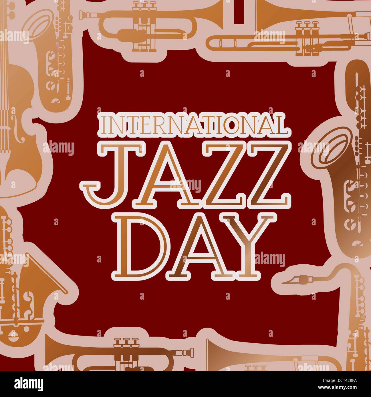 Jazz giorno poste con strumenti in background Illustrazione Vettoriale