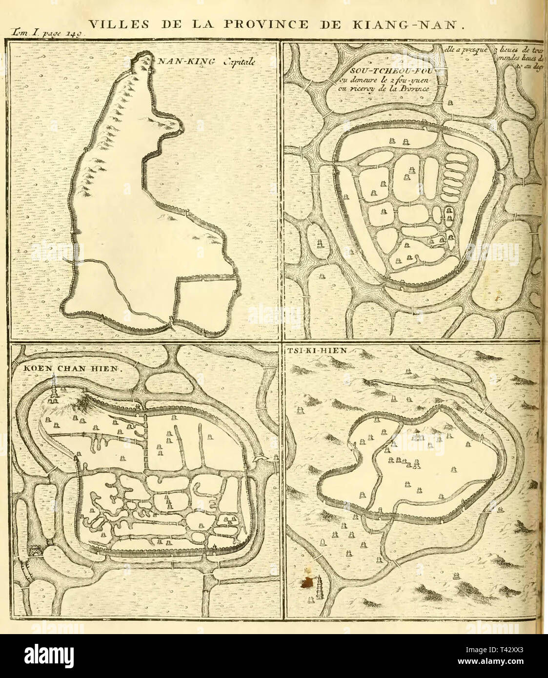 'Sou-tcheou-foo' & altre cittadine di 'Kiang-nan' in Du Halde's 1736 Descrizione della Cina, basata su account dai missionari gesuiti Foto Stock 'Sou-tcheou-foo' & altre cittadine di 'Kiang-nan' in Du Halde's 1736 Descrizione della Cina, basata su account dai missionari gesuiti Foto Stock