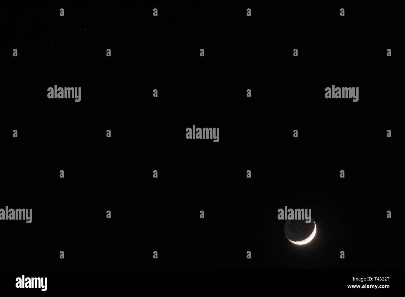 Luna con la copia in bianco e nero di spazio Foto Stock