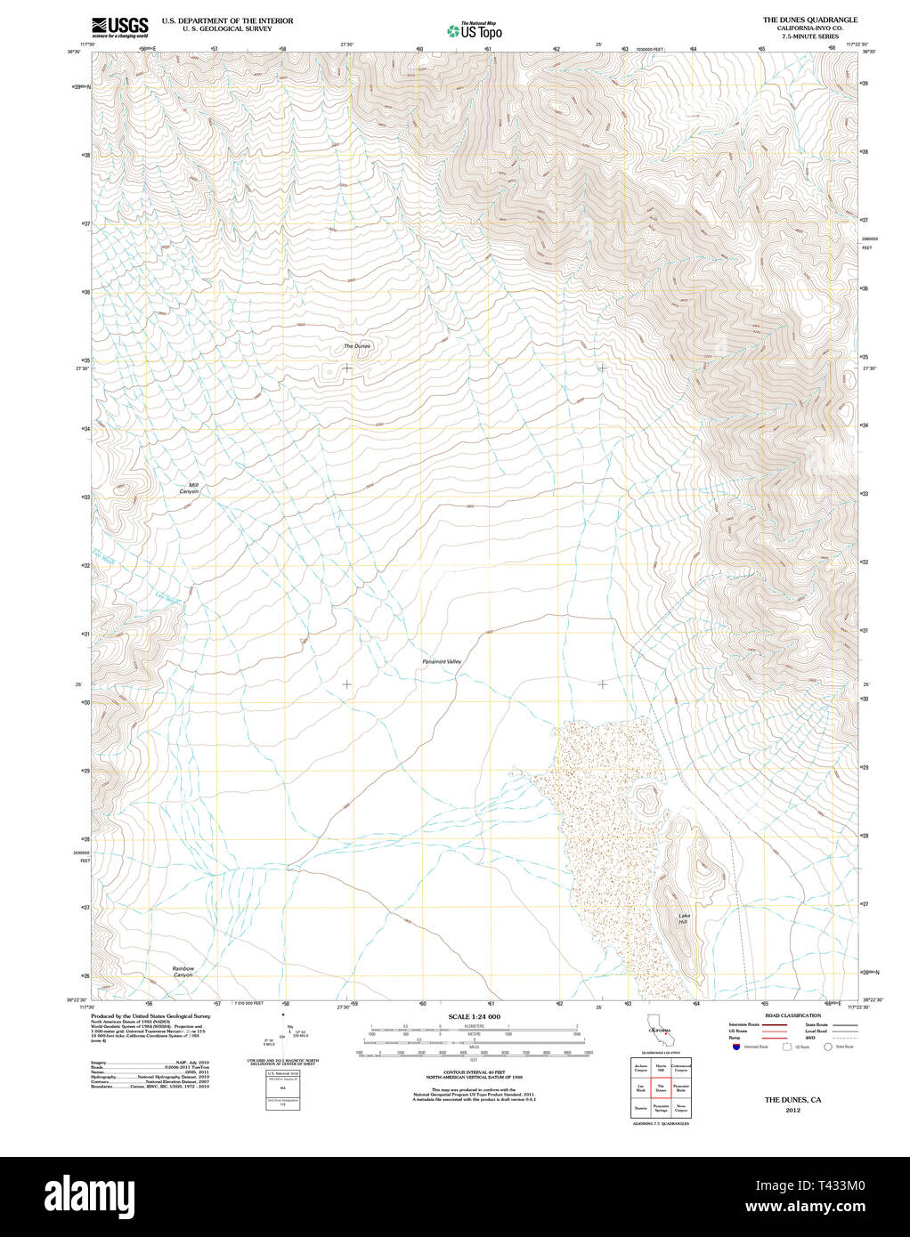 USGS TOPO Map California ca dune 20120305 TM il restauro Foto Stock