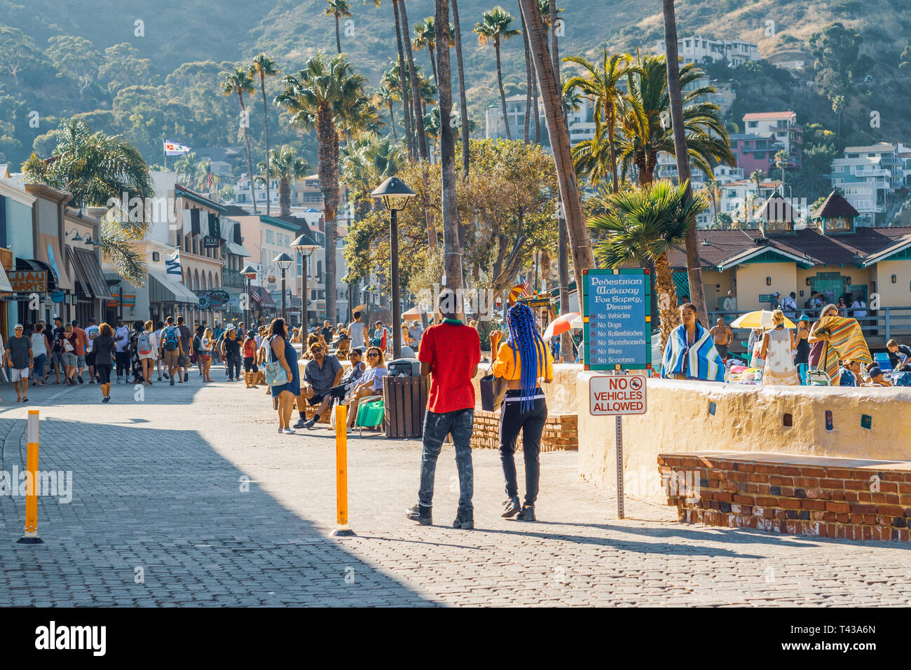 Città di Avalon, la meta turistica più visitata sull isola Catalina, California. Giugno 29, 2017 Foto Stock