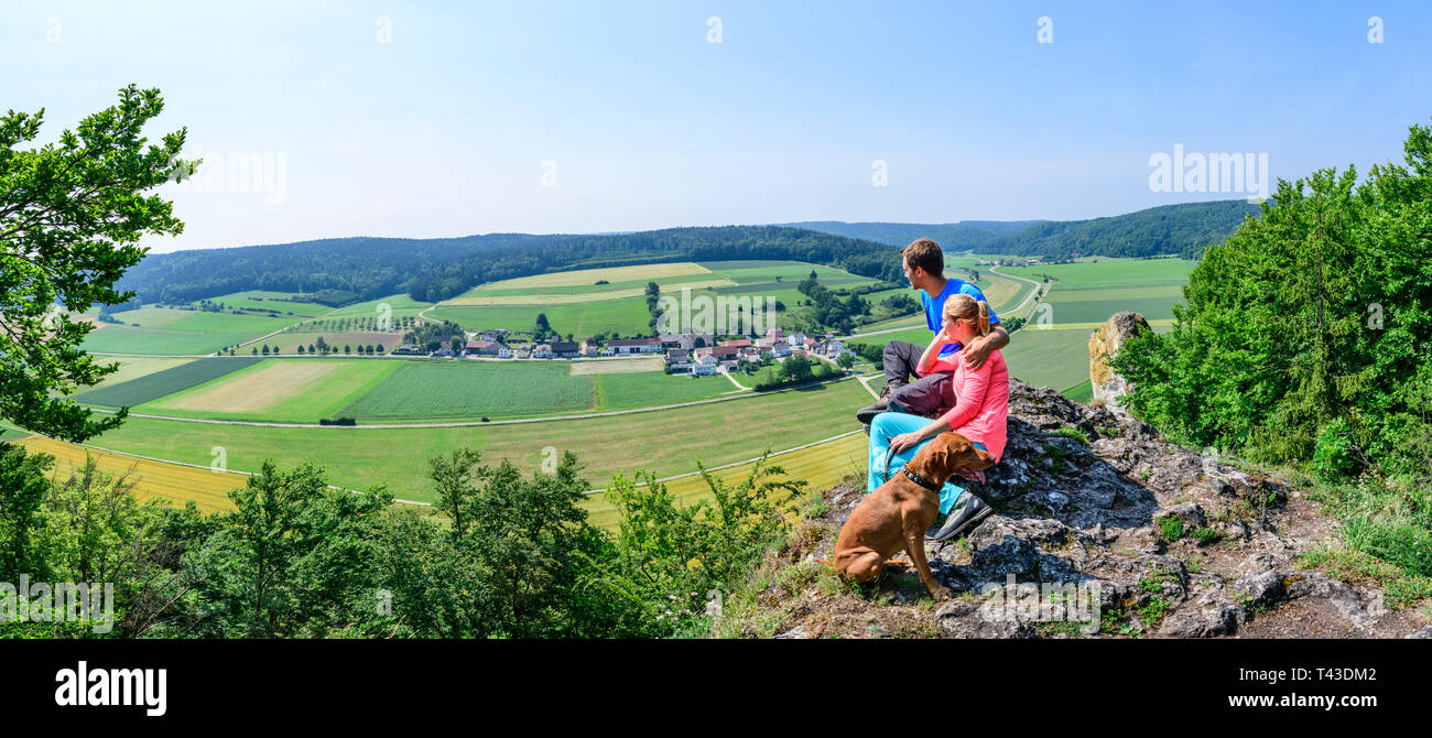 Avventura escursione sul Jägersteig in Franconia Foto Stock