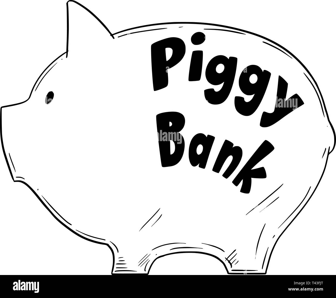 Vettore semplice in bianco e nero il disegno di salvadanaio come finanziare e denaro metafora. Illustrazione Vettoriale