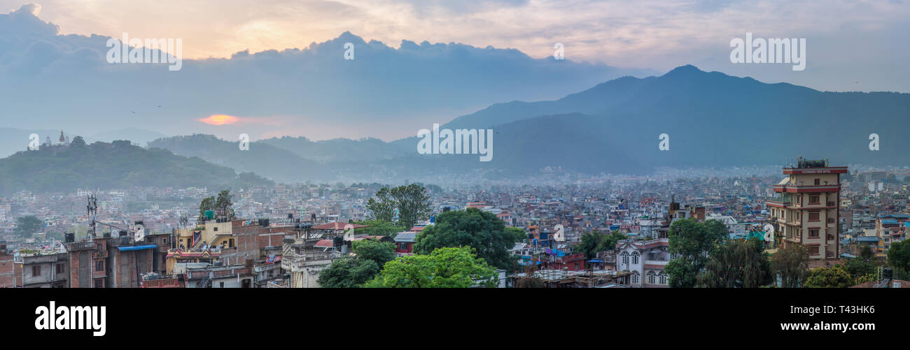 Vista tramonto su Kathmandu, Nepal Foto Stock