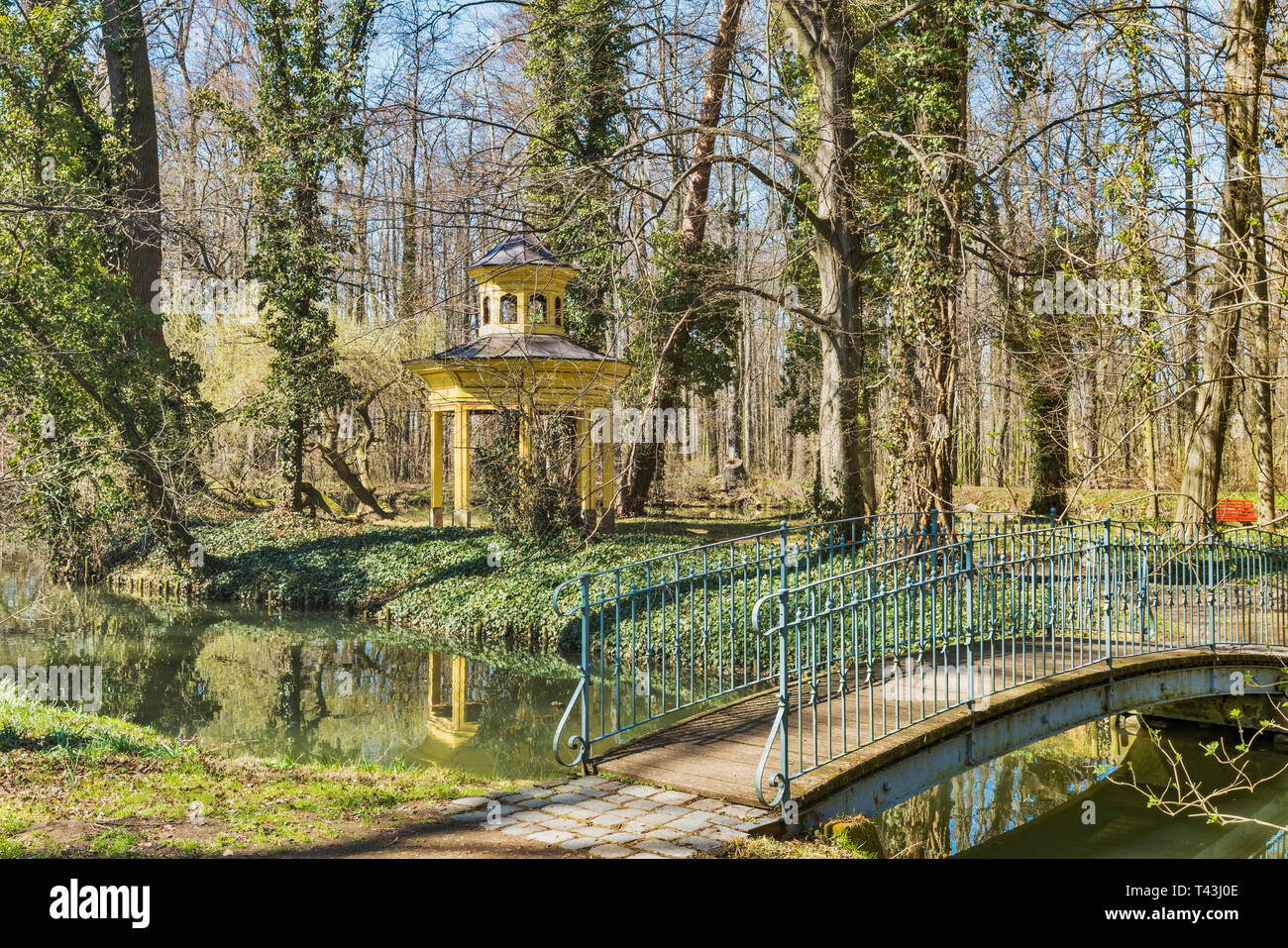 Il Parco Jahnishausen si trova a Riesa, distretto amministrativo di Meissen , Sassonia, Germania, Europa Foto Stock