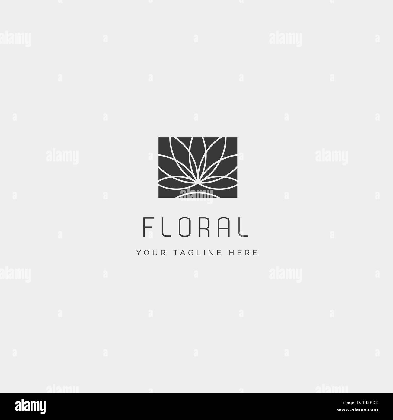 Flower floral linea premium di bellezza semplice modello di logo Illustrazione Vettoriale