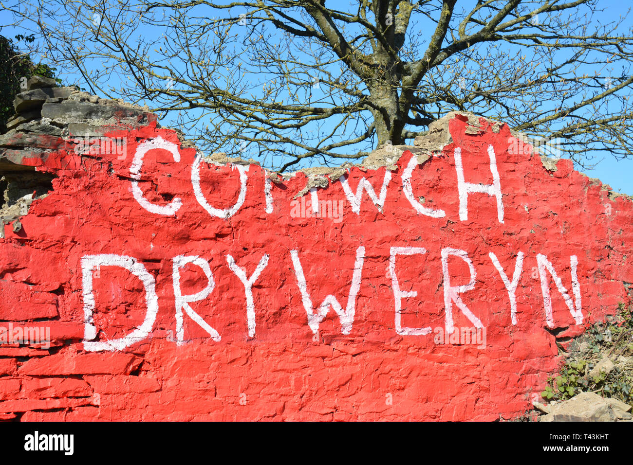 Cofiwch Dryweryn atti di vandalismo 13.04.2019. Foto Stock