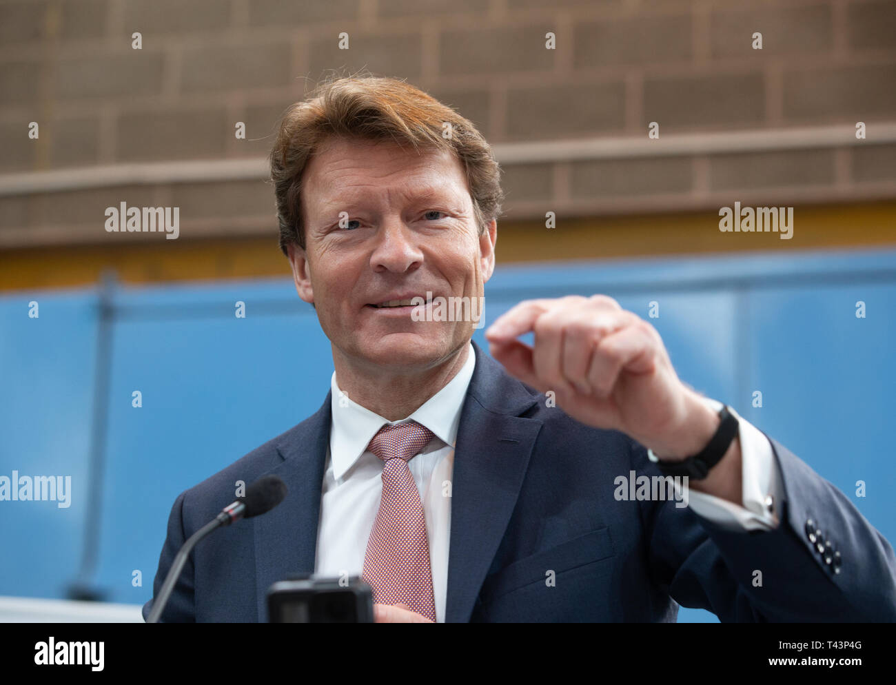 Richard Tice, presidente del Partito Brexit, al partito Brexit lanciare a Coventry. Foto Stock