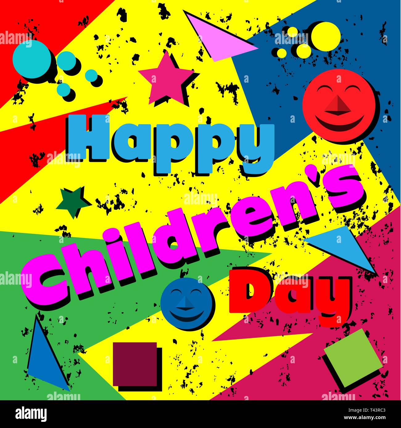 Felice giornata per i bambini modello di progettazione per web ,Creative poster, opuscoli, depliant, volantini, rivista, invito card - Vettore Illustrazione Vettoriale