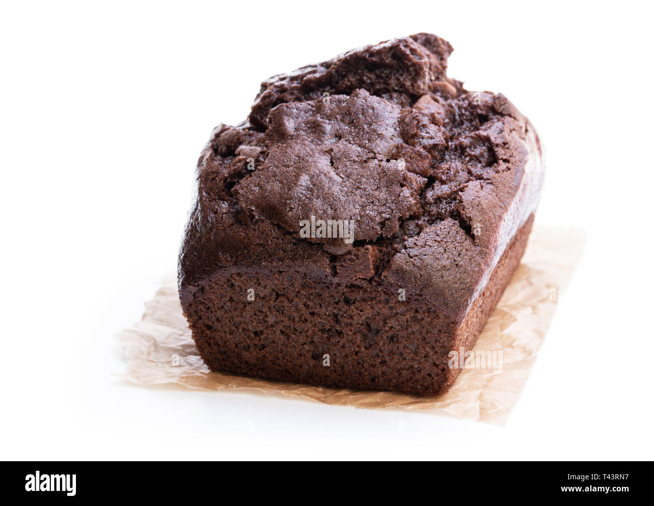 Cioccolato artigianale focaccia torta isolato su bianco Foto Stock