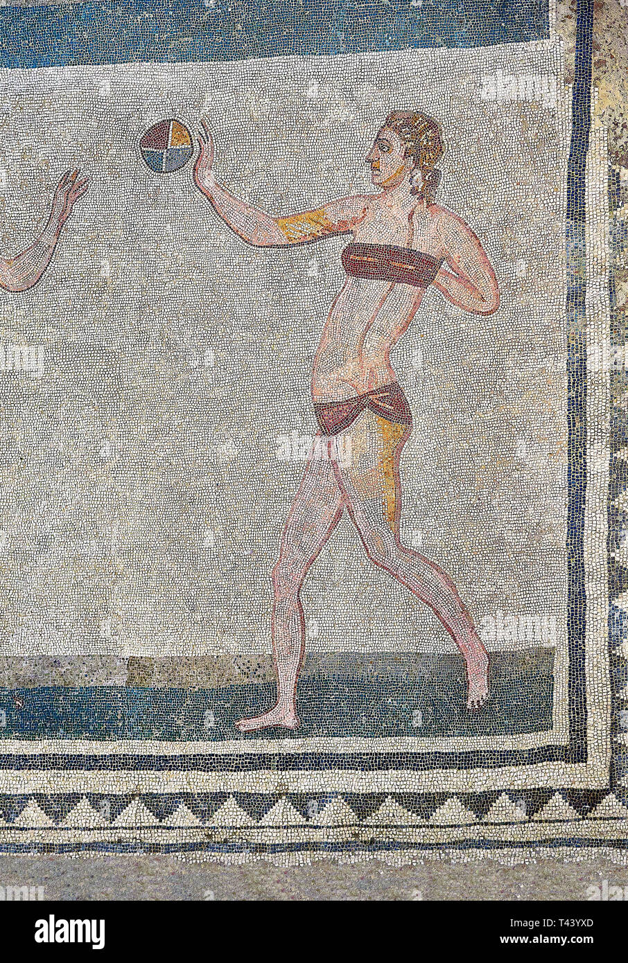 Mosaico dettaglio fron la Sala delle dieci ragazze Bikini, camer