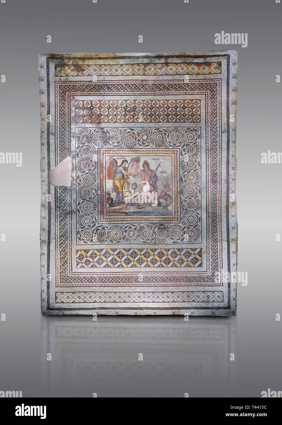 I mosaici romani - Persius & Andromeda mosaico. Poseidon Villa Antica Zeugama, 2° - 3° secolo D.C. . Zeugma Museo del Mosaico, Gaziantep, Turchia. Foto Stock