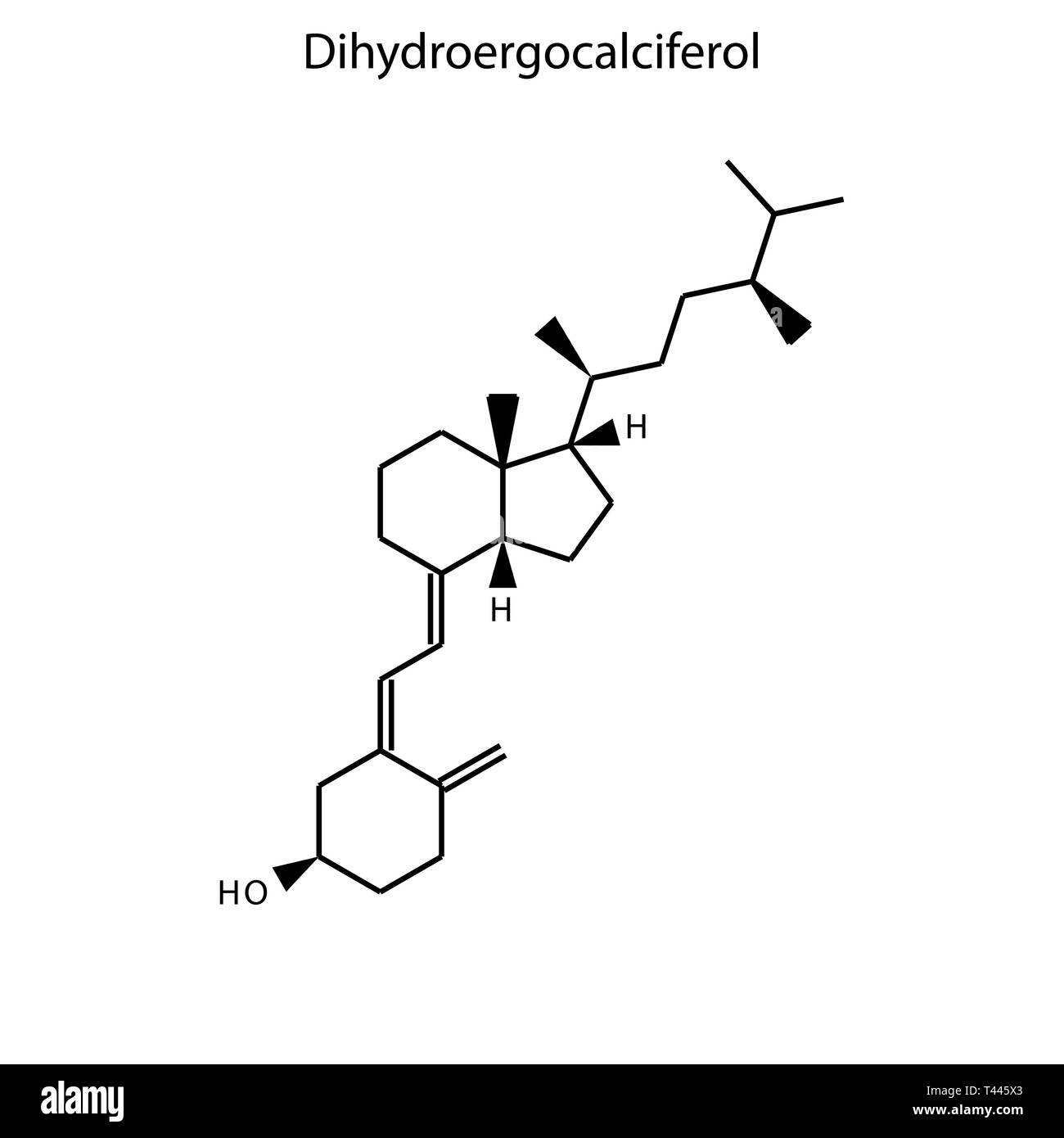 Formula di scheletro di Dihydroergocalciferol. La vitamina D 4 molecola chimica. Illustrazione Vettoriale