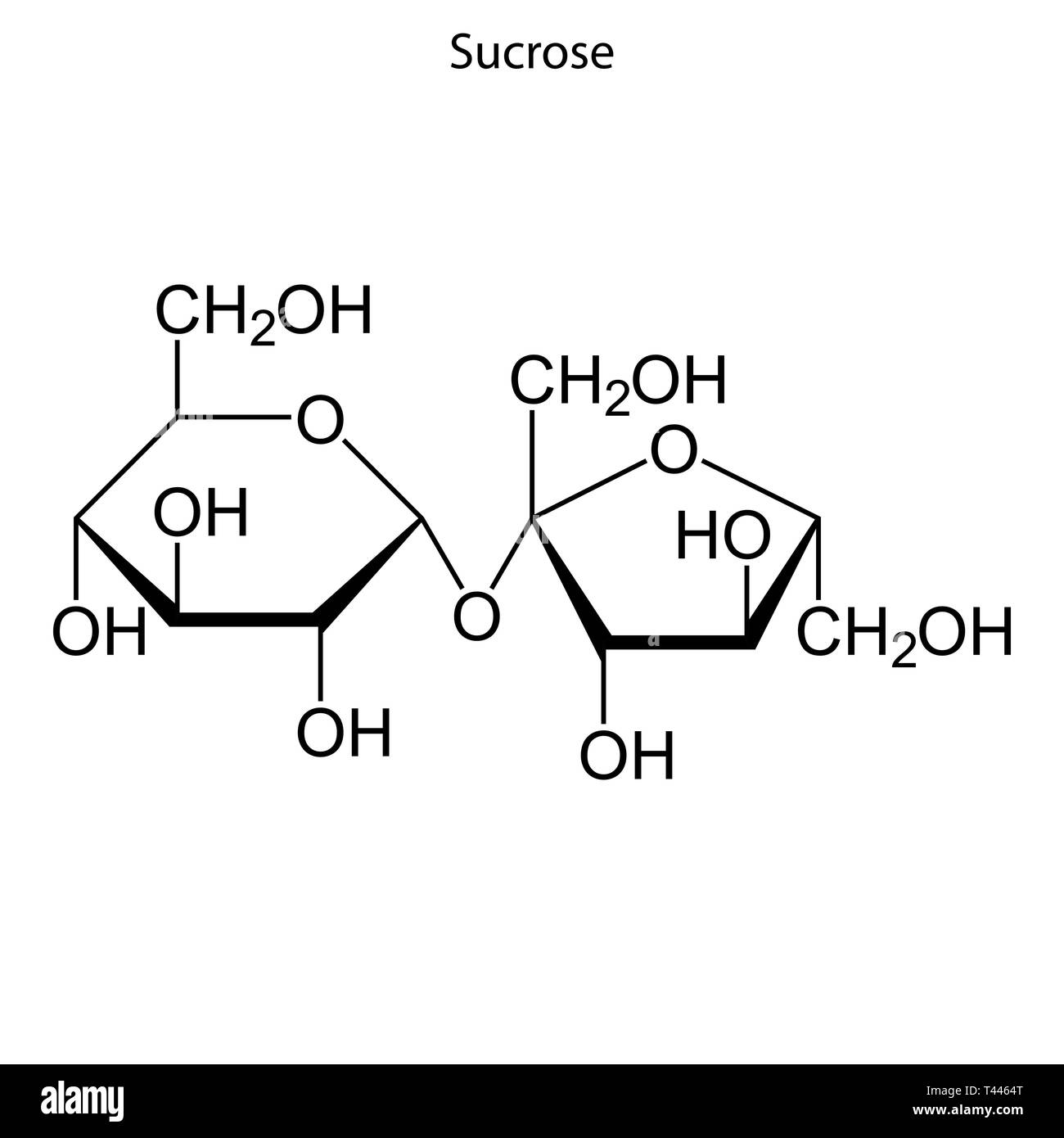 Formula di scheletro di saccarosio. molecola chimica Illustrazione Vettoriale