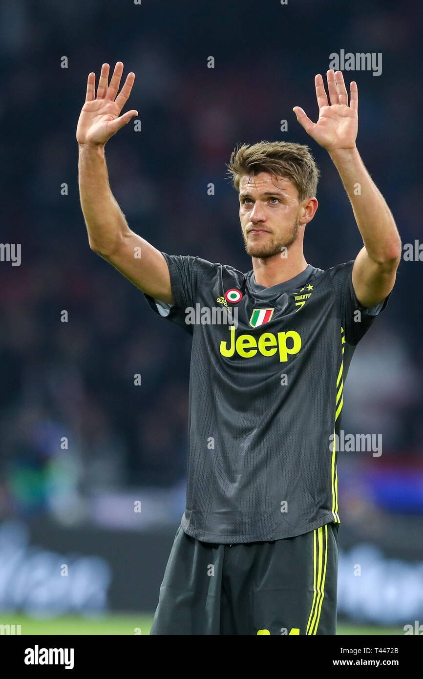 Decimo giorno di aprile 2019 Amsterdam, Paesi Bassi partite di Champions League Ajax v Juventus Daniele Rugani della Juventus Foto Stock