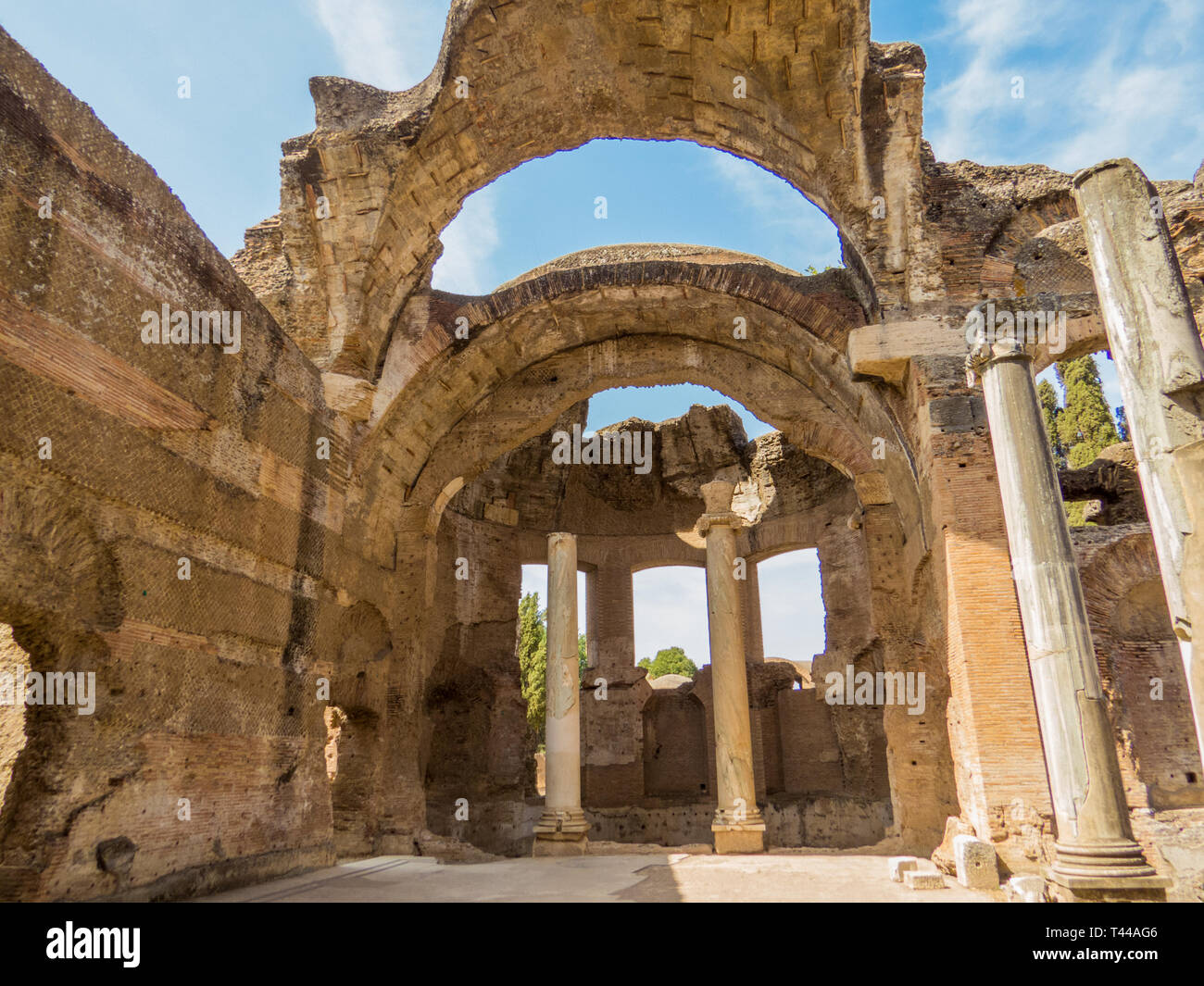 I grandi bagni nella Villa Adriana (Italiano: Villa Adriana). Tivoli, Italia Foto Stock