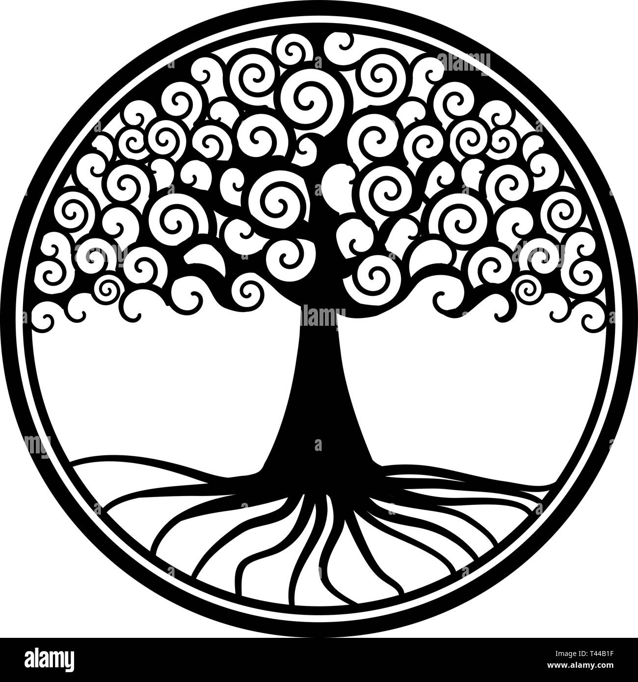 Albero del mondo la vita ruota ad albero oro ciondolo medaglione Illustrazione Vettoriale