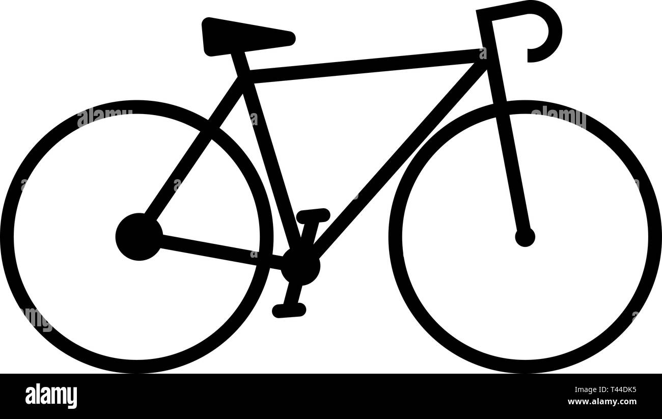 Semplice piatto bianco e nero icona della bicicletta Illustrazione Vettoriale