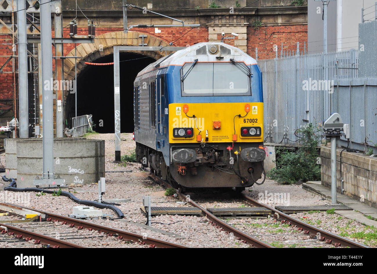 Classe 67 loco diesel sul dazio pilota, King's Cross, London, England, Regno Unito Foto Stock