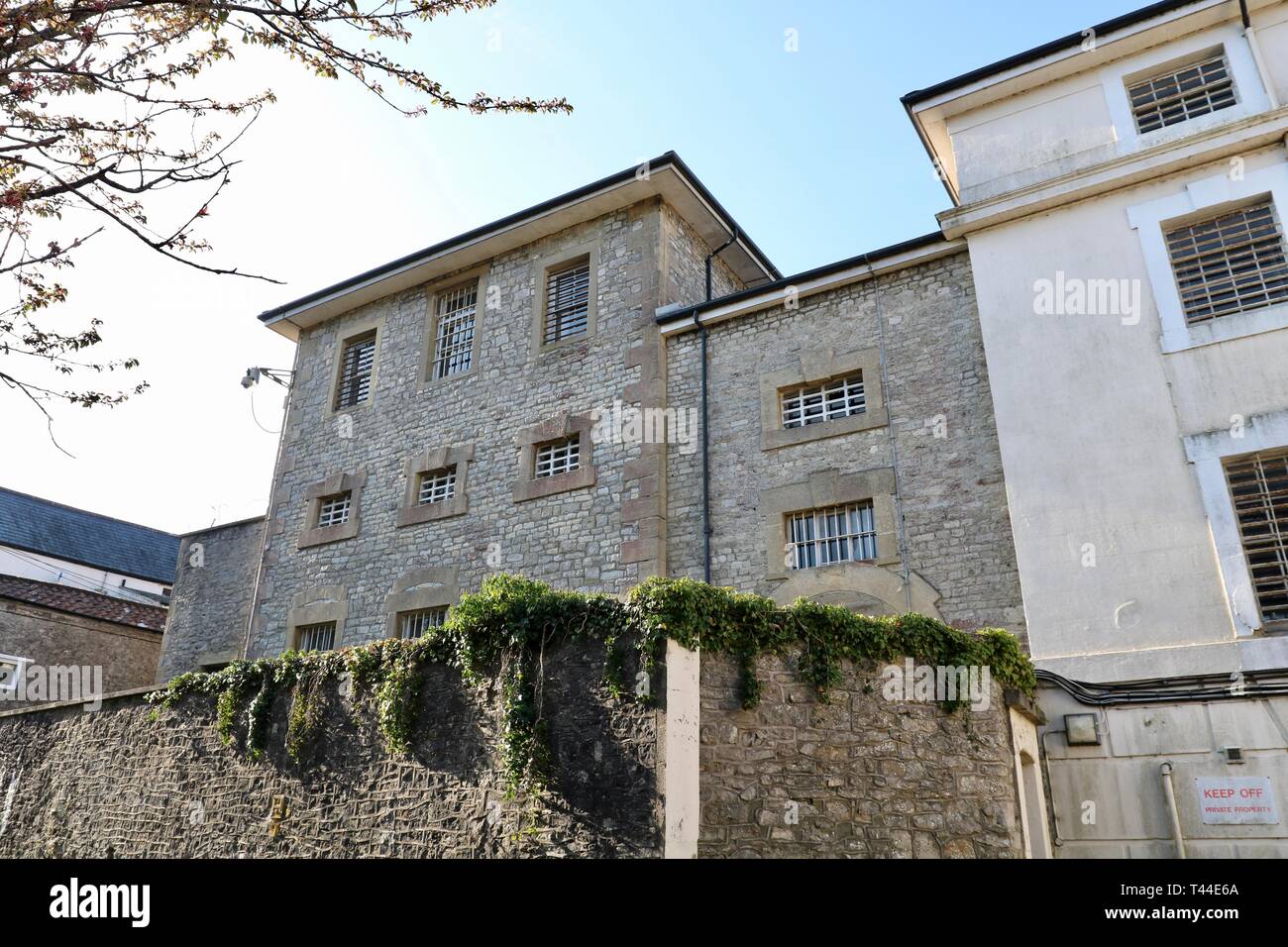 Shepton Mallet prigione, visto da Cornhill Foto Stock
