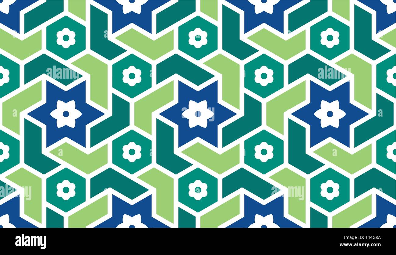 Sfondo con seamless pattern in stile islamico. Orientale ornamento geometrico. Arabo seamless pattern. Illustrazione Vettoriale