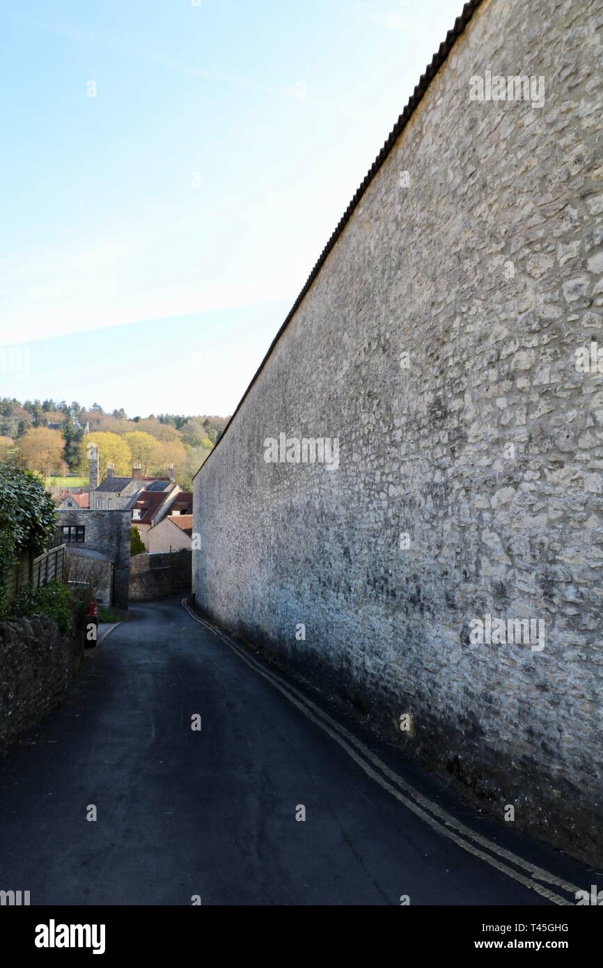 Shepton Mallet prigione parete, sul carcere lane Foto Stock