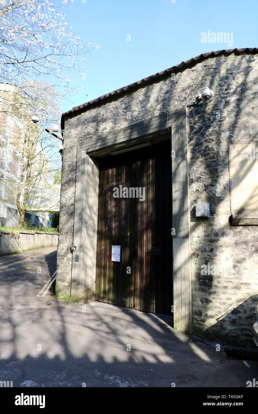 Shepton Mallet prigione, ingresso dalla prigione lane Foto Stock