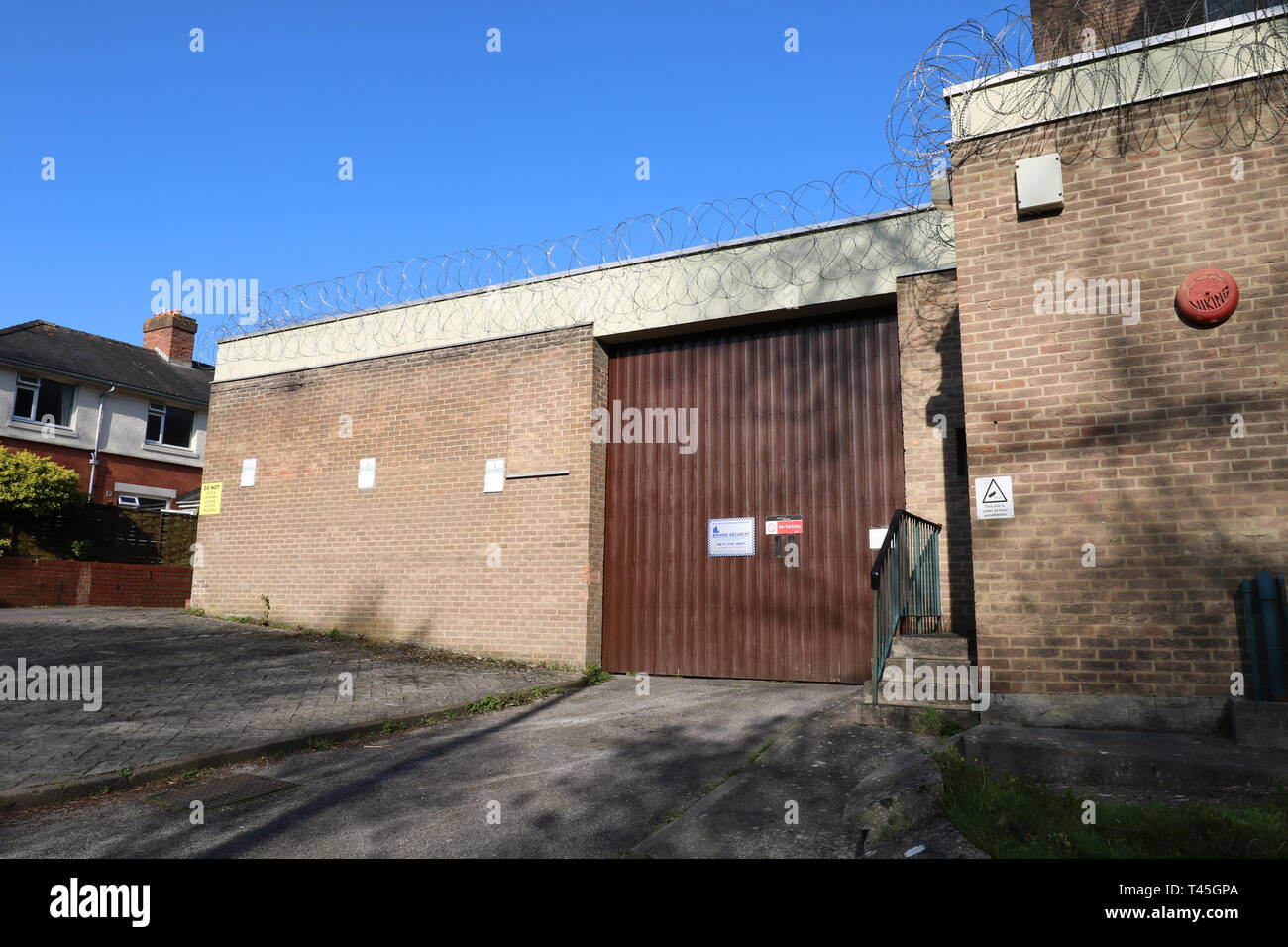 Shepton Mallet prigione, ingresso da Frithfield lane Foto Stock