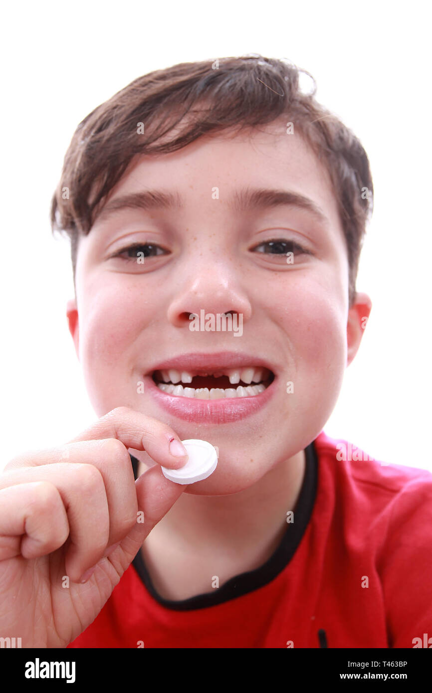 La perdita dei denti, bambini igiene dentale Foto Stock