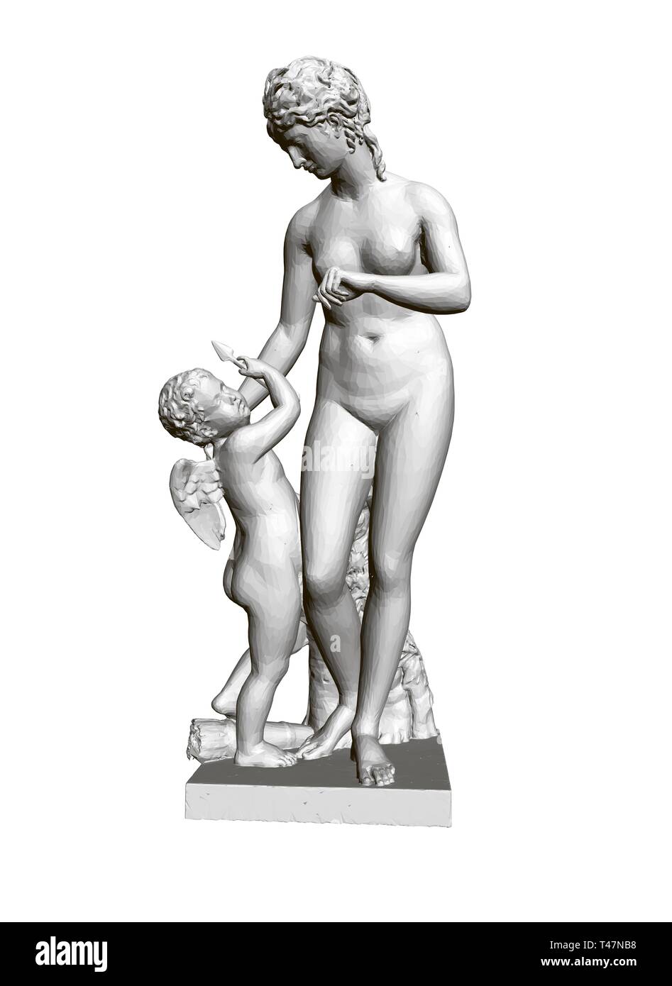 La scultura Venere biasima Cupido. 3D. Scultura poligonale di Venere e Amore. Illustrazione Vettoriale Illustrazione Vettoriale