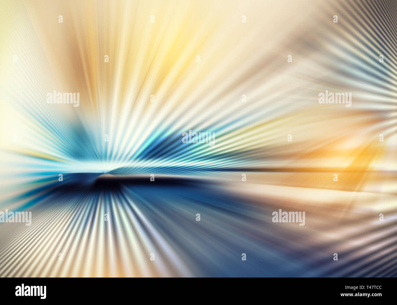 Texture geometrica della luce con strisce diretto dal centro verso l'esterno in blu, giallo e marrone colore Foto Stock